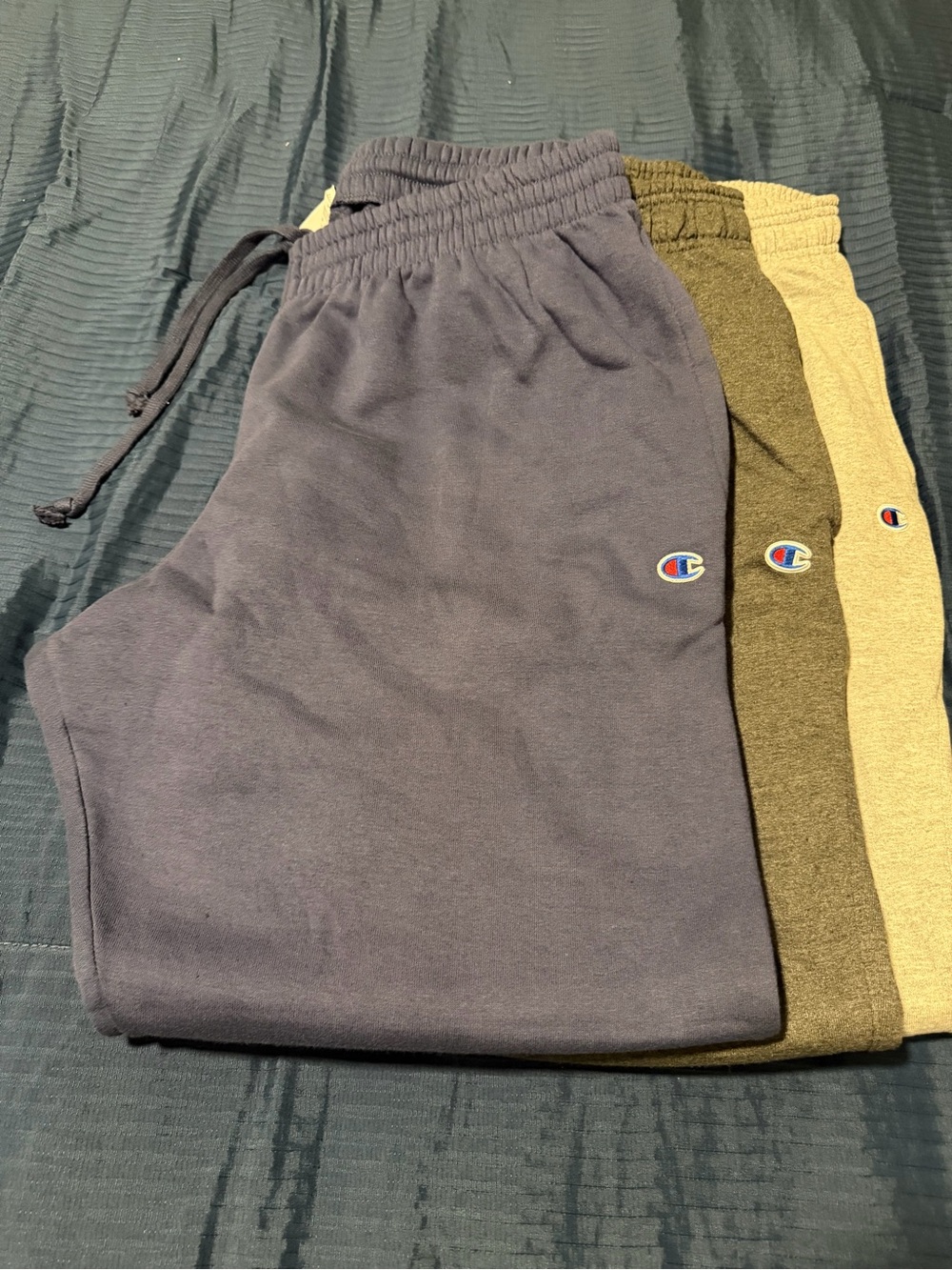 Champion Sweatpants Trio in Navy, Dark Gray and Light Gray